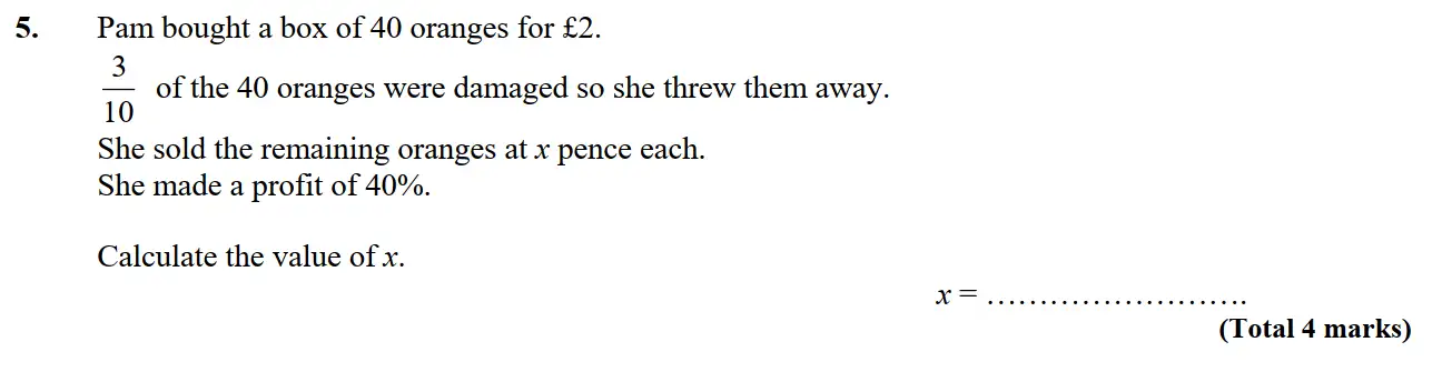 Question 6 - St Edwards Oxford - 13 Plus Scholarship Exam 2015 - Maths Paper 1
