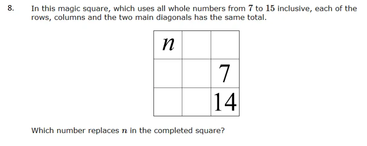 Question 8 - St Edwards Oxford - 13 Plus Scholarship Exam 2017 - Maths Paper 2