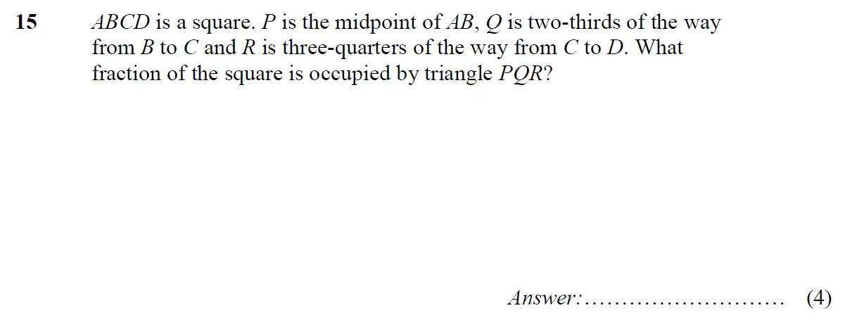 Question 20 - St Pauls School - 13 Plus Scholarship Maths Exam Paper 2015
