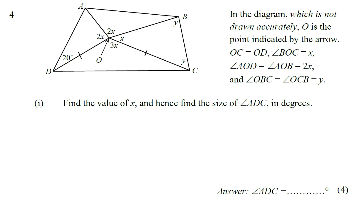 Question 4 - St Pauls School - 13 Plus Scholarship Maths Exam Paper 2015