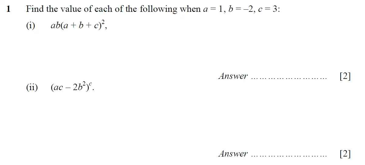 Question 1 - St Pauls School - 13 Plus Scholarship Maths Exam Paper 2016