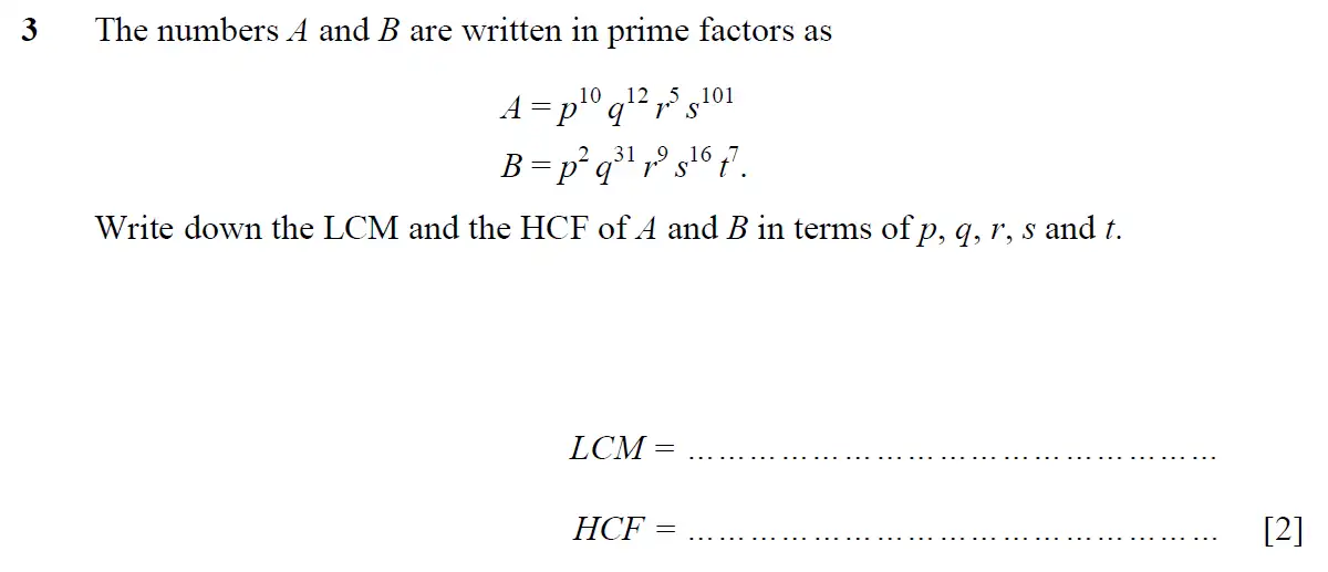Question 3 - St Pauls School - 13 Plus Scholarship Maths Exam Paper 2016