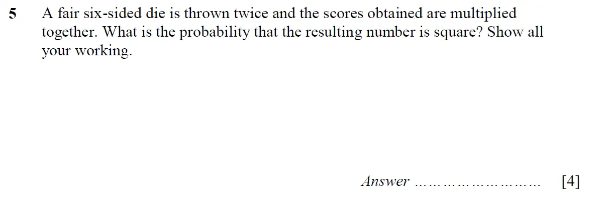 Question 7 - St Pauls School - 13 Plus Scholarship Maths Exam Paper 2016