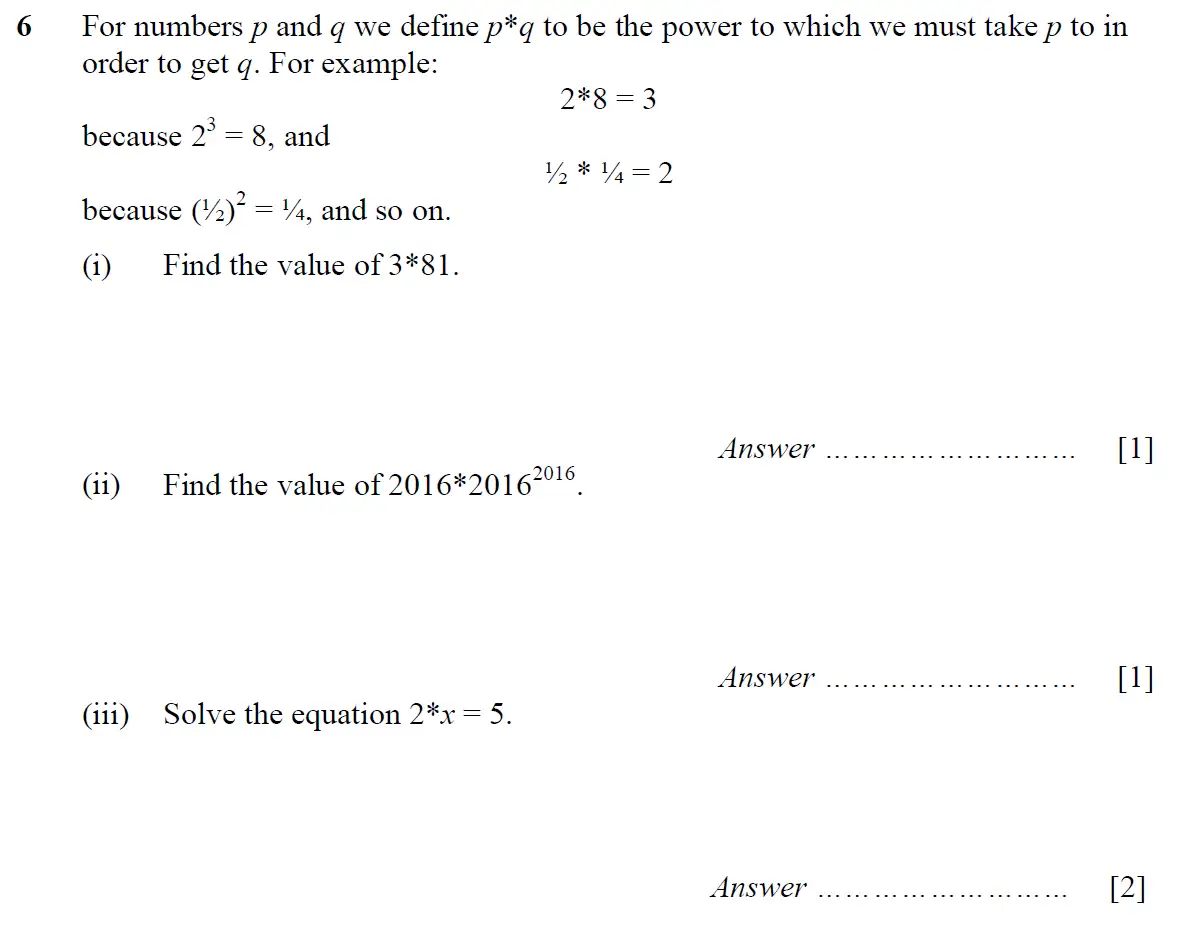 Question 8 - St Pauls School - 13 Plus Scholarship Maths Exam Paper 2016