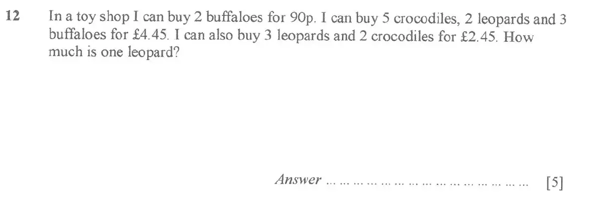 Question 15 - St Pauls School - 13 Plus Scholarship Maths Exam Paper 2017