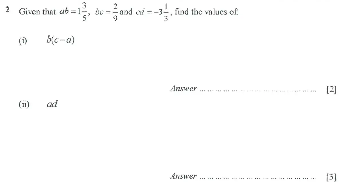 Question 2 - St Pauls School - 13 Plus Scholarship Maths Exam Paper 2017