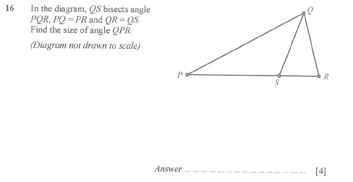 Question 20 - St Pauls School - 13 Plus Scholarship Maths Exam Paper 2017