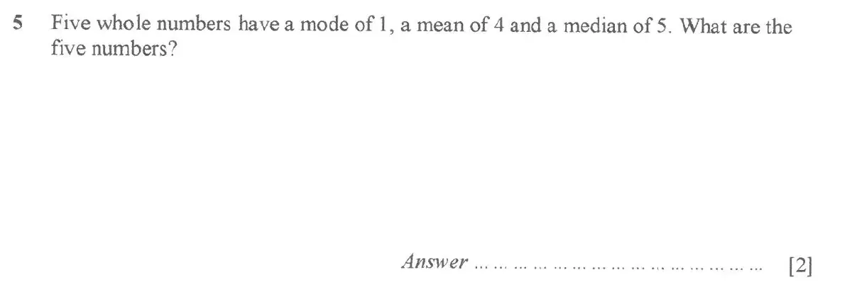 Question 5 - St Pauls School - 13 Plus Scholarship Maths Exam Paper 2017
