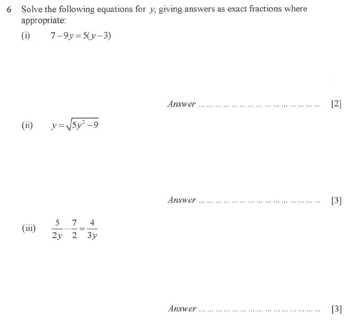 Question 6 - St Pauls School - 13 Plus Scholarship Maths Exam Paper 2017