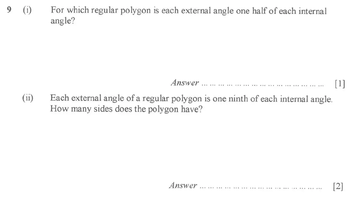 Question 9 - St Pauls School - 13 Plus Scholarship Maths Exam Paper 2017