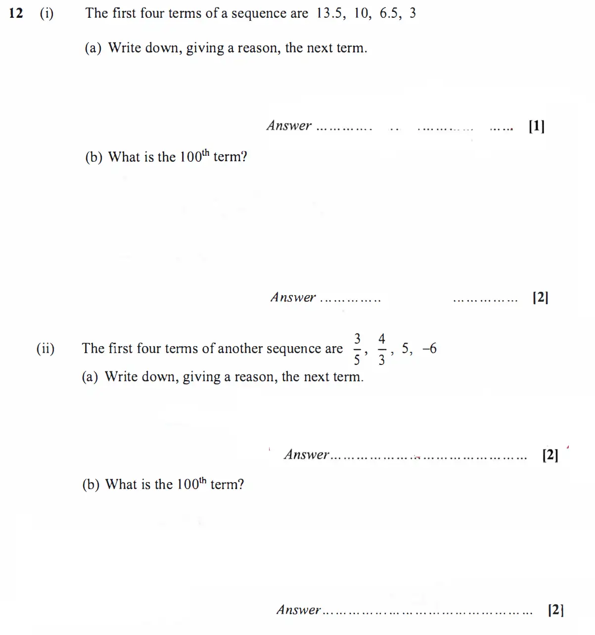Question 12 - St Pauls School - 13 Plus Scholarship Maths Exam Paper 2019
