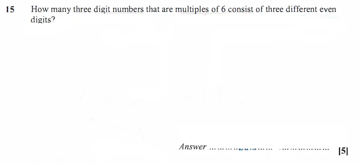 Question 15 - St Pauls School - 13 Plus Scholarship Maths Exam Paper 2019