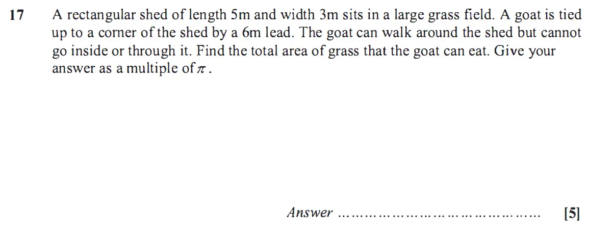 Question 18 - St Pauls School - 13 Plus Scholarship Maths Exam Paper 2019