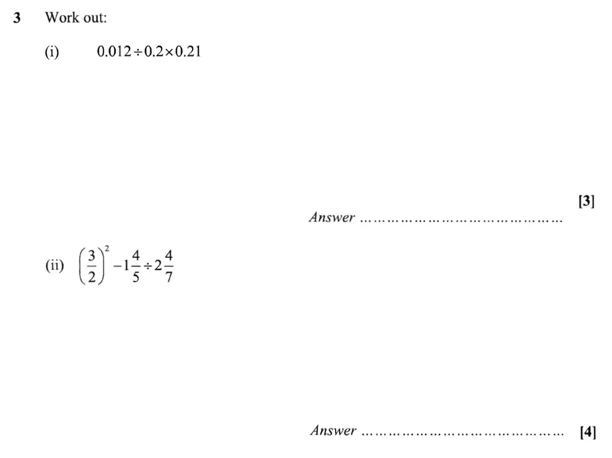 Question 3 - St Pauls School - 13 Plus Scholarship Maths Exam Paper 2019