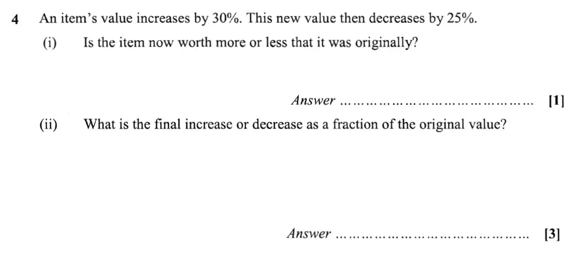Question 4 - St Pauls School - 13 Plus Scholarship Maths Exam Paper 2019