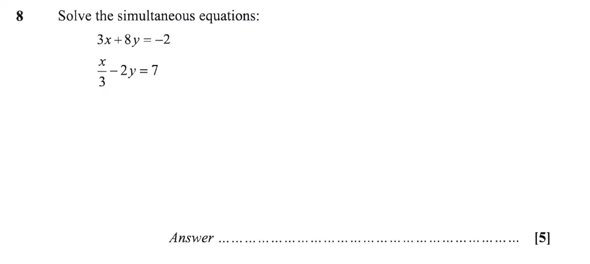 Question 8 - St Pauls School - 13 Plus Scholarship Maths Exam Paper 2019