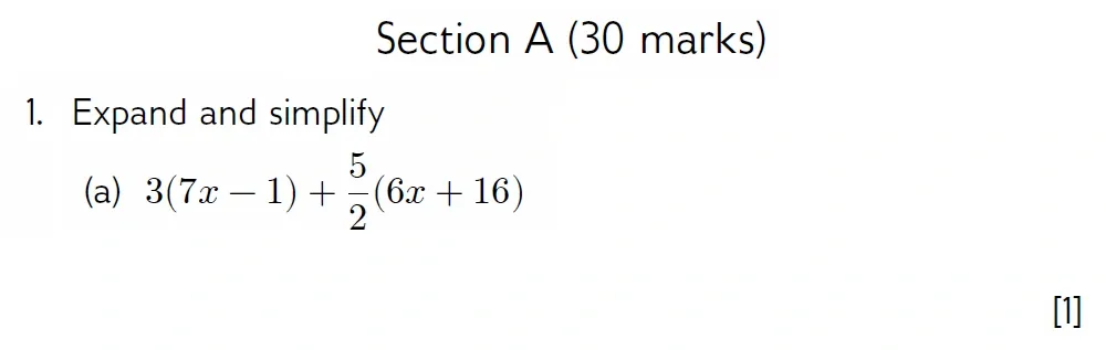 Question 01(a) - Wellington 13 Plus Maths Exam 2022 Scholarship Paper