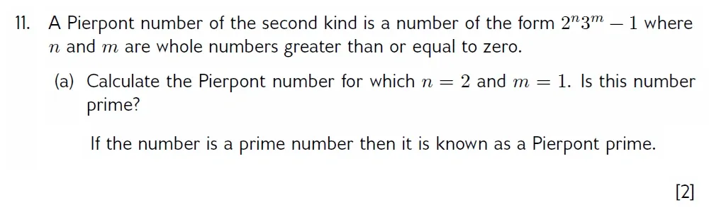 Question 11(a) - Wellington 13 Plus Maths Exam 2022 Scholarship Paper