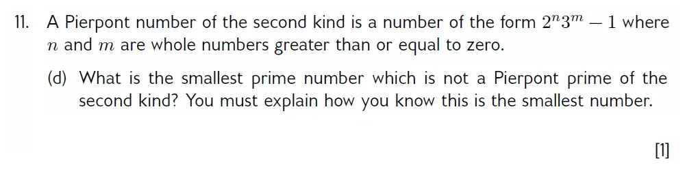 Question 11(d) - Wellington 13 Plus Maths Exam 2022 Scholarship Paper
