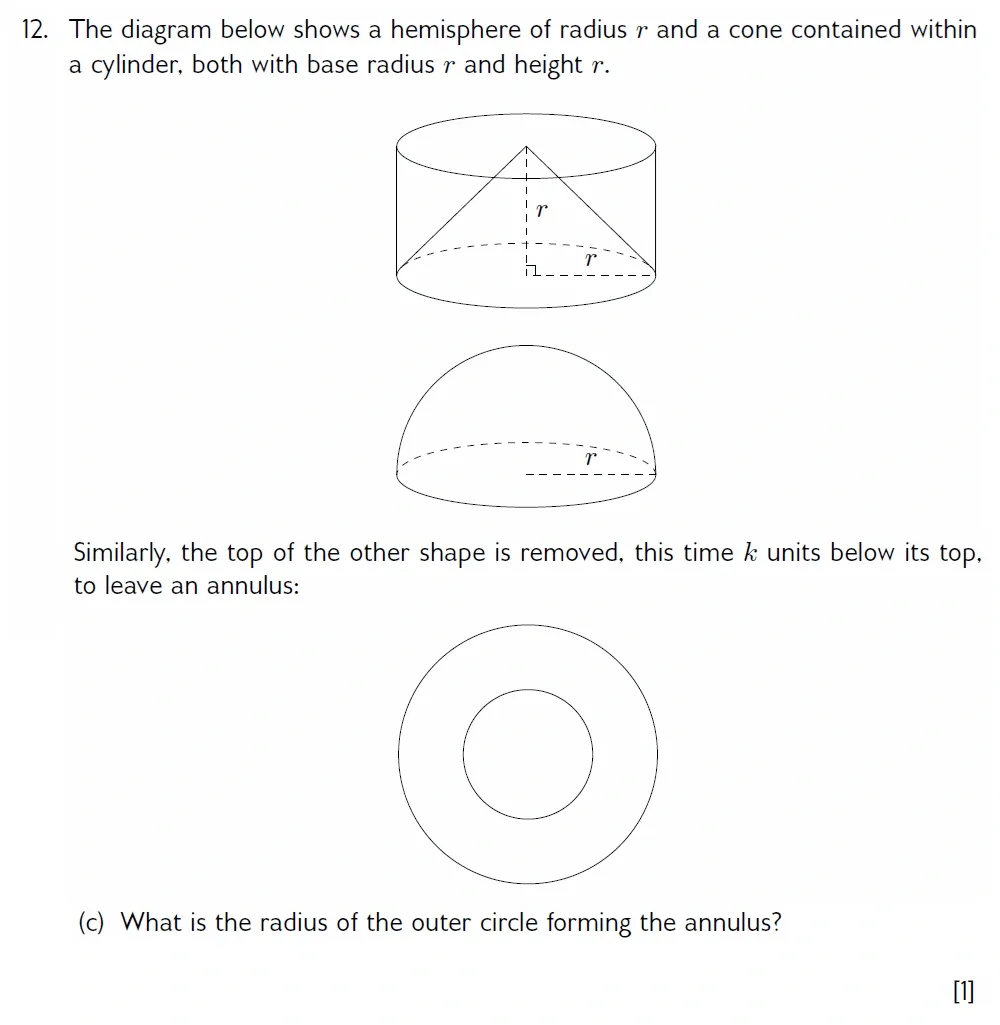 Question 12(c) - Wellington 13 Plus Maths Exam 2022 Scholarship Paper