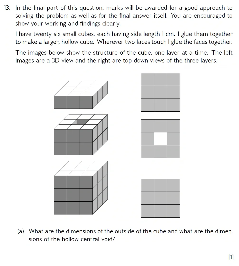 Question 13(a) - Wellington 13 Plus Maths Exam 2022 Scholarship Paper