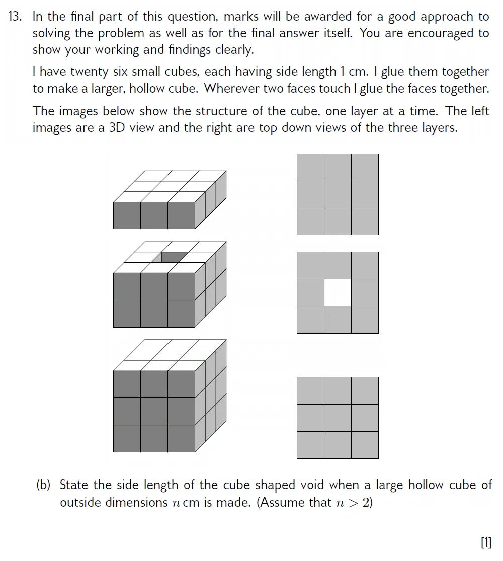 Question 13(b) - Wellington 13 Plus Maths Exam 2022 Scholarship Paper