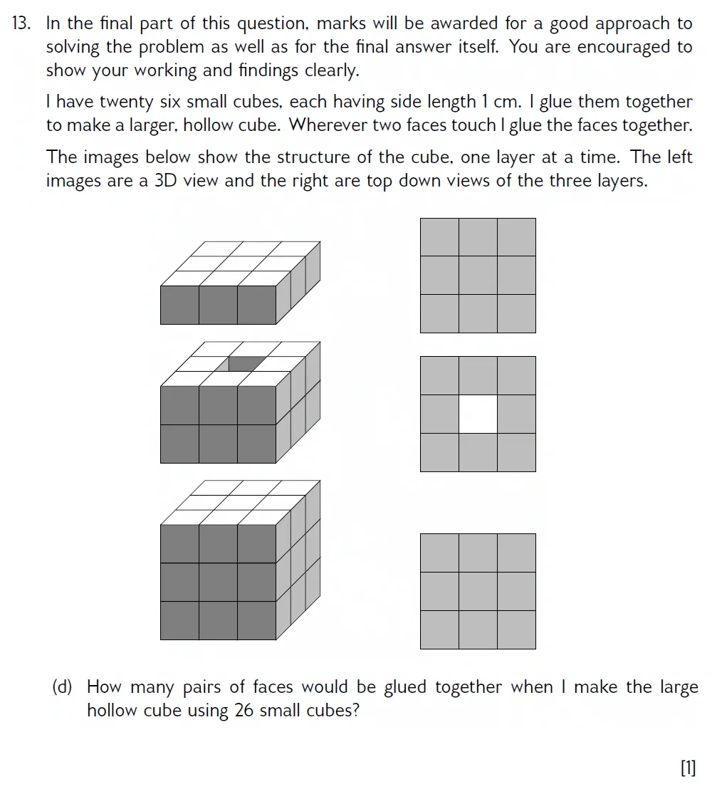 Question 13(d) - Wellington 13 Plus Maths Exam 2022 Scholarship Paper