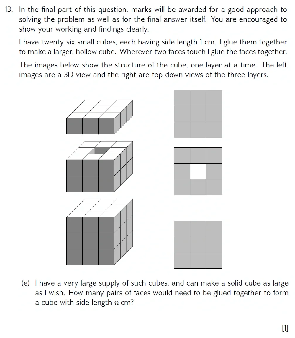 Question 13(e) - Wellington 13 Plus Maths Exam 2022 Scholarship Paper