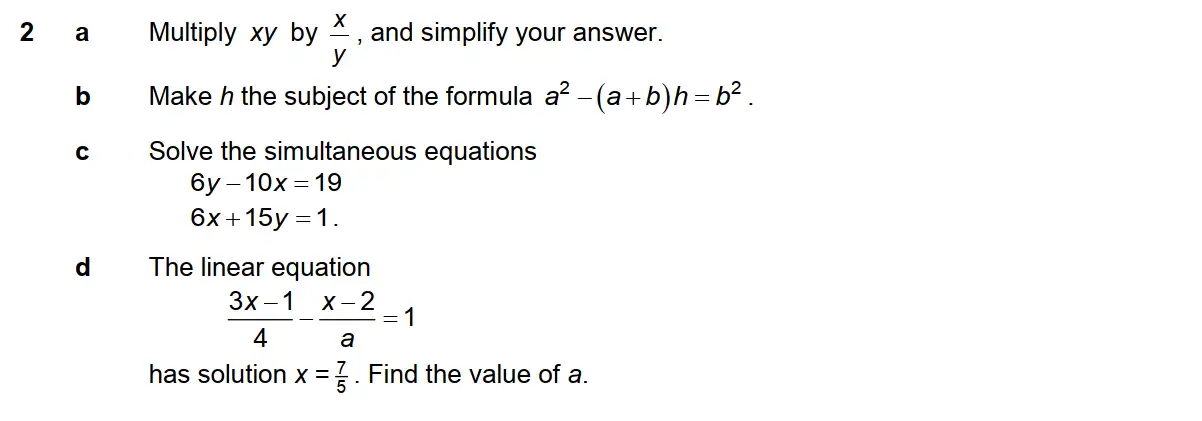 Question 2 - Westminster School - 13 Plus Scholarship Exam 2015 - Challenge Maths Paper 2