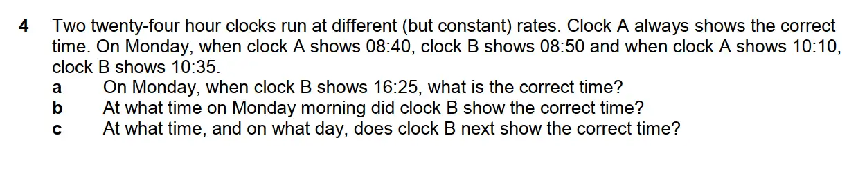 Question 4 - Westminster School - 13 Plus Scholarship Exam 2015 - Challenge Maths Paper 2