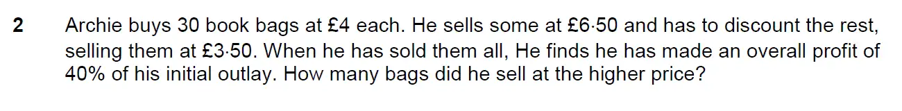Question 2 - Westminster School - 13 Plus Scholarship Exam 2016 - Challenge Maths Paper 2
