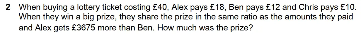 Question 2 - Westminster School - 13 Plus Scholarship Exam 2017 - Challenge Maths Paper 3