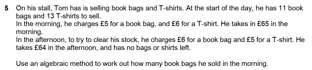 Question 5 - Westminster School - 13 Plus Scholarship Exam 2017 - Challenge Maths Paper 3