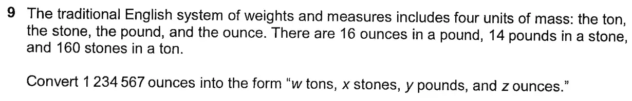 Question 9 - Westminster School - 13 Plus Scholarship Exam 2019 - Challenge Maths Paper 2