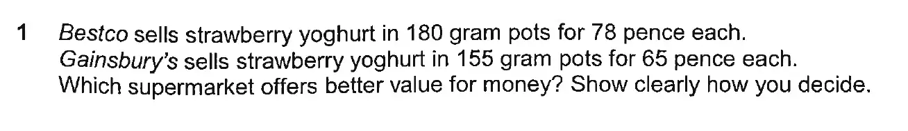 Question 1 - Westminster School - 13 Plus Scholarship Exam 2019 - Challenge Maths Paper 3