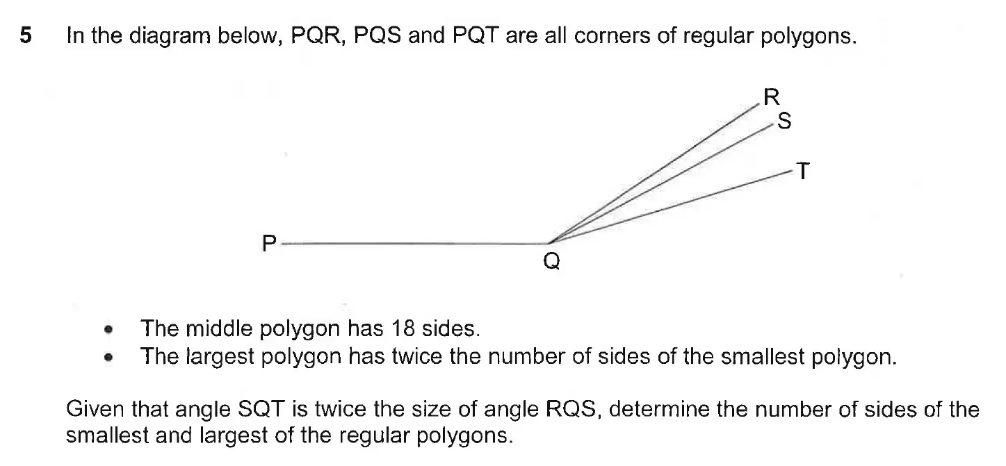 Question 5 - Westminster School - 13 Plus Scholarship Exam 2019 - Challenge Maths Paper 3