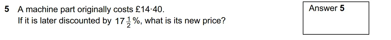 Question 10 - Westminster School - 13 Plus Scholarship Exam 2019 - Mental Maths Challenge