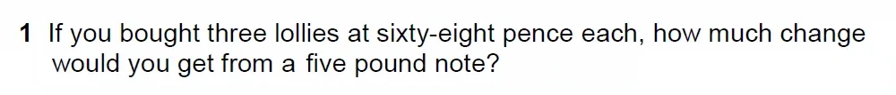 Question S 1 - 01 - Westminster School - 13 Plus Scholarship Exam 2022 - Mental Maths Challenge