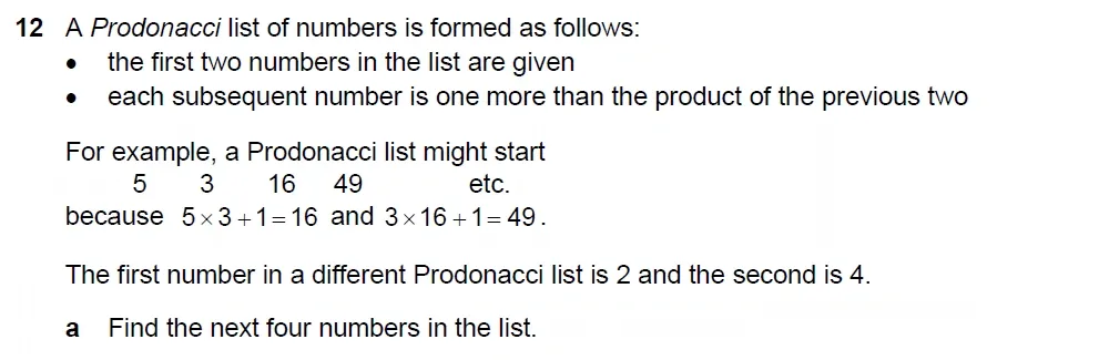 Question 12(a) - Westminster School - 13 Plus Scholarship Exam 2022 - Mental Maths Challenge Paper 2