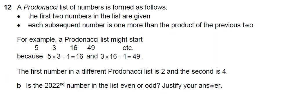 Question 12(b) - Westminster School - 13 Plus Scholarship Exam 2022 - Mental Maths Challenge Paper 2