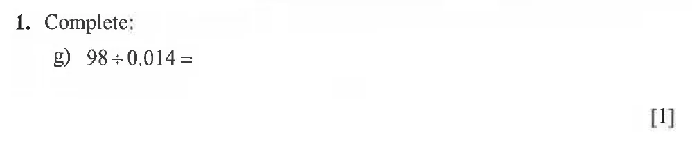 Question 01(g) - Winchester College 13 Plus Maths 2021 Election Exam Paper 1