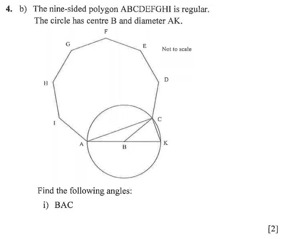 Question 04(b(i)) - Winchester College 13 Plus Maths 2021 Election Exam Paper 1