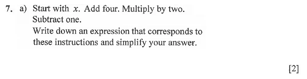 Question 07(a) - Winchester College 13 Plus Maths 2021 Election Exam Paper 1