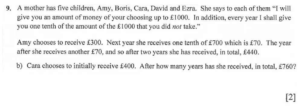Question 09(b) - Winchester College 13 Plus Maths 2021 Election Exam Paper 1