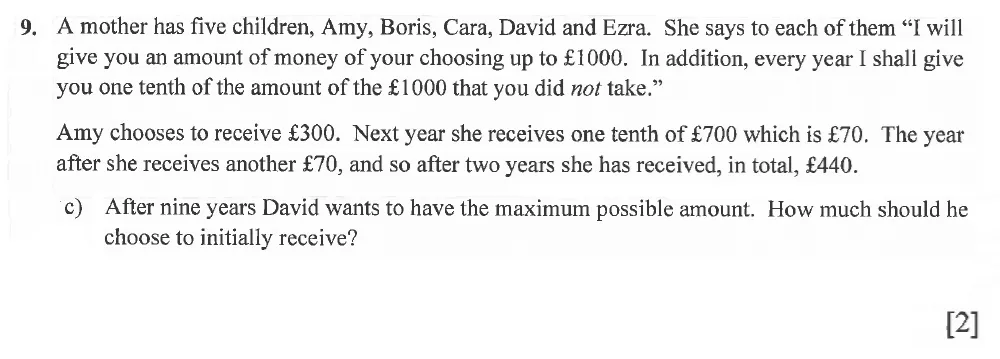 Question 09(c) - Winchester College 13 Plus Maths 2021 Election Exam Paper 1