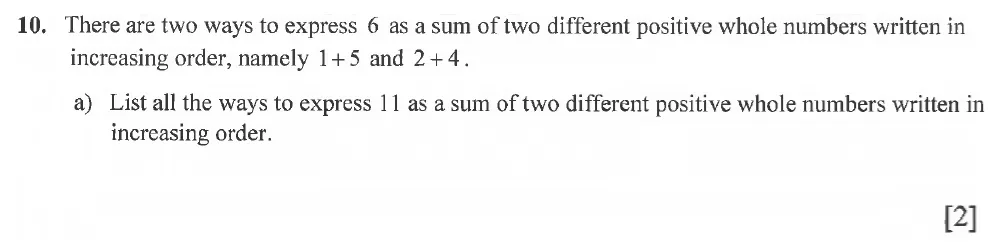 Question 10(a) - Winchester College 13 Plus Maths 2021 Election Exam Paper 1