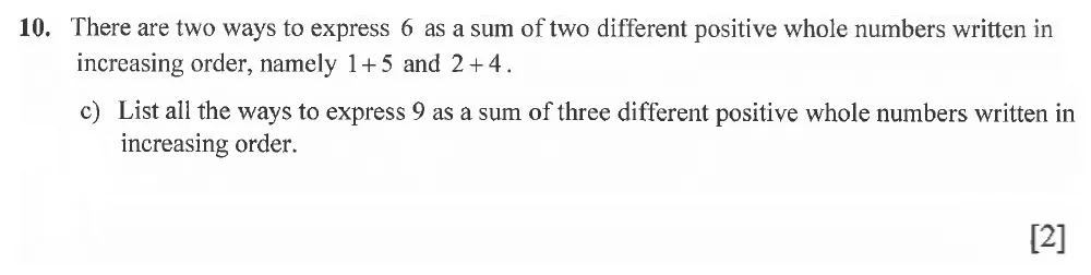Question 10(c) - Winchester College 13 Plus Maths 2021 Election Exam Paper 1