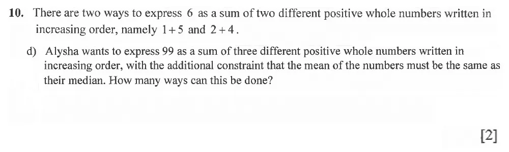 Question 10(d) - Winchester College 13 Plus Maths 2021 Election Exam Paper 1