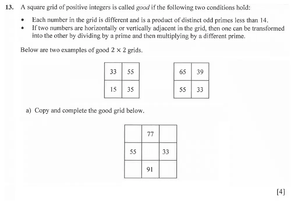 Question 13(a) - Winchester College 13 Plus Maths 2021 Election Exam Paper 1