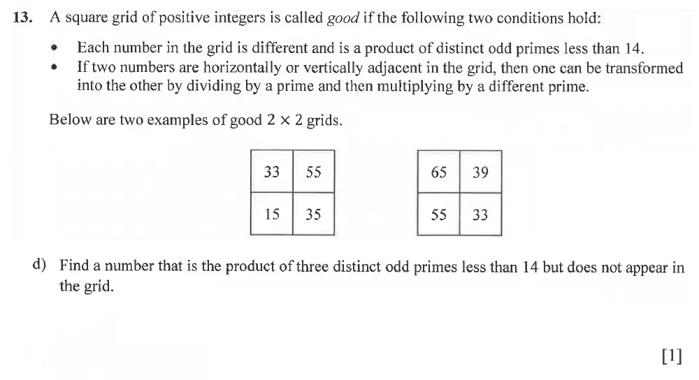 Question 13(d) - Winchester College 13 Plus Maths 2021 Election Exam Paper 1